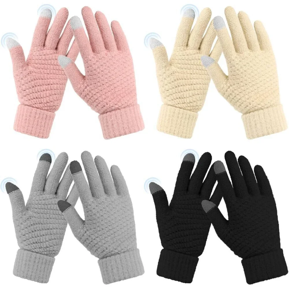 Women Winter Gloves Set 4 Pairs Touchscreen Warm Gloves for Cold Weather